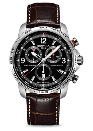 Certina DS Podium Big Size Chrono 1/100 Sec Stainless Steel / Black / Strap