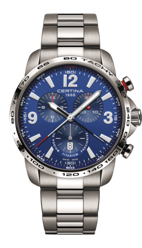 Certina DS Podium Big Size Chrono 1/100 Sec Titanium / Blue