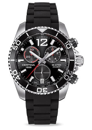 Certina DS Action Chronograph Quartz Stainless Steel / Black / Rubber