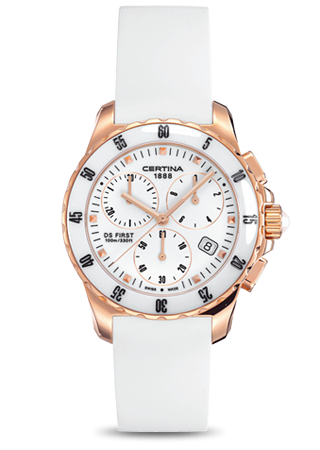 Certina DS First Lady Ceramic Chrono Rose White