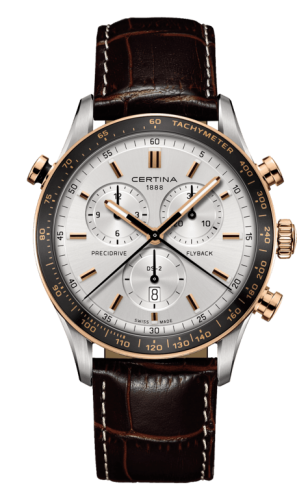 Certina DS 2 Chronograph Flyback Stainless Steel / Rose Gold PVD / Silver / Strap