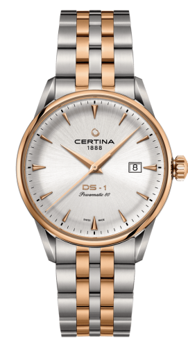 Certina DS-1 Powermatic 80 40 Stainless Steel / Rose Gold PVD / Silver / Bracelet