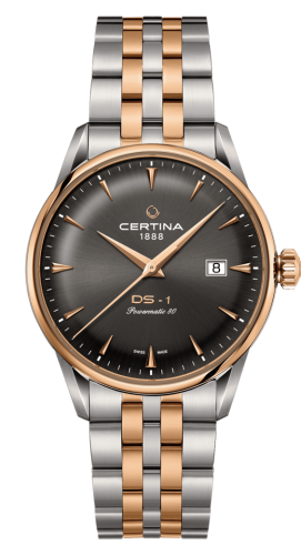 Certina DS-1 Powermatic 80 40 Stainless Steel / Rose Gold PVD / Grey / Bracelet