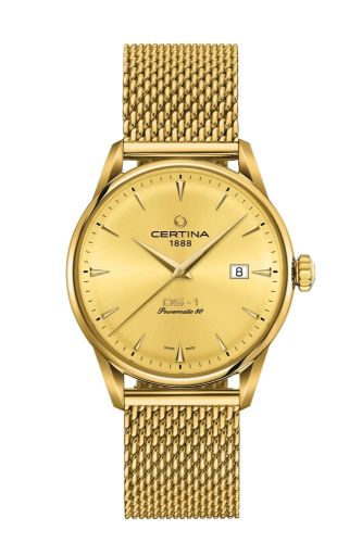 Certina DS-1 Powermatic 80 40 Yellow Gold / Champagne / Mesh