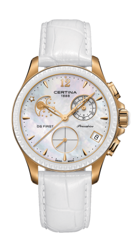 Certina Ds First Lady Chronograph Moon Phase Rose Gold - Ceramic / MOP