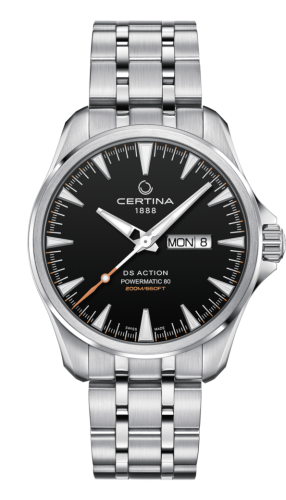 Certina DS Action Powermatic 80 Day-Date Stainless Steel / Black / Bracelet
