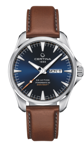 Certina DS Action Powermatic 80 Day-Date Stainless Steel / Blue / Strap