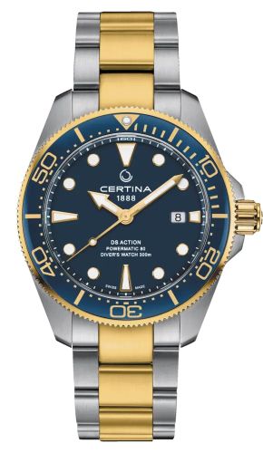 Certina DS Action Diver Powermatic 80 43 Stainless Steel - Yellow Gold / Blue / Bracelet