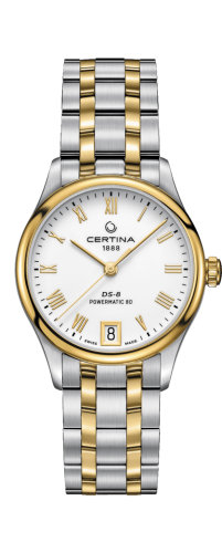 Certina DS-8 Powermatic 80 Lady Stainless Steel / Yellow Gold PVD / White / Bracelet