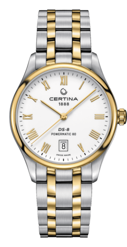 Certina DS-8 Powermatic Stainless Steel / Yellow Gold PVD / White / Bracelet