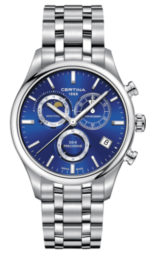 Certina DS-8 Chronograph Moon Phase Stainless Steel / Blue / Bracelet