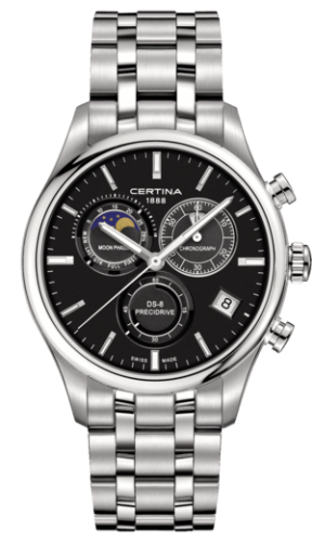 Certina DS-8 Chronograph Moon Phase Stainless Steel / Black / Bracelet
