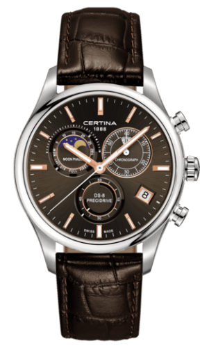 Certina DS-8 Chronograph Moon Phase Stainless Steel / Brown / Strap