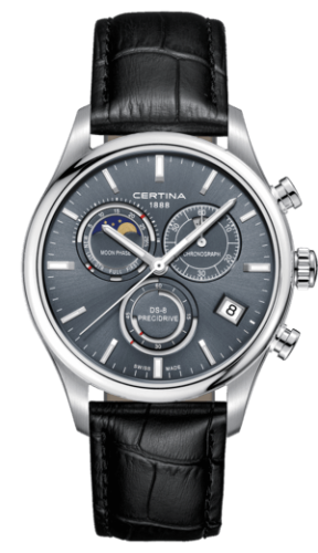 Certina DS-8 Chronograph Moon Phase Stainless Steel / Grey / Strap
