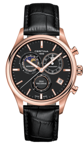 Certina DS-8 Chronograph Moon Phase PVD Rose / Black / Strap