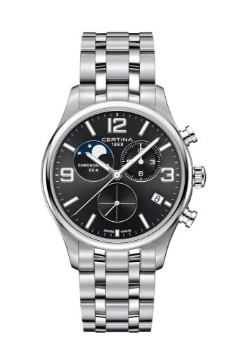 Certina DS-8 Chronograph Moon Phase Stainless Steel / Black / Bracelet