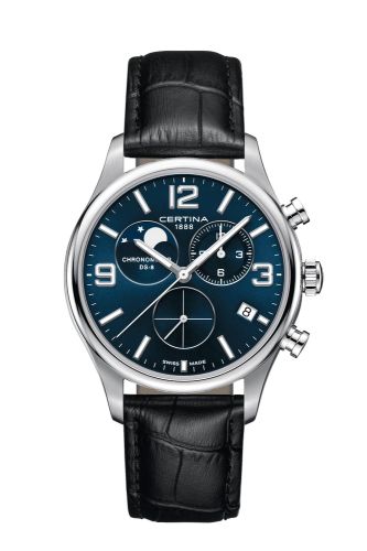 Certina DS-8 Chronograph Moon Phase Stainless Steel / Blue