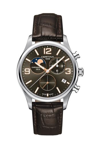 Certina DS-8 Chronograph Moon Phase Stainless Steel / Brown