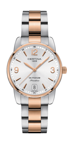 Certina DS Podium 33 Stainless Steel / Rose Gold PVD / Silver / Bracelet
