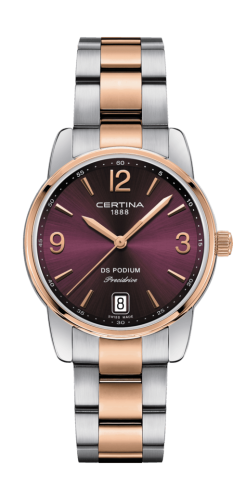Certina DS Podium 33 Stainless Steel / Rose Gold PVD / Red / Bracelet