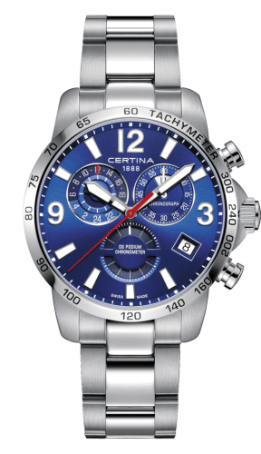 Certina DS Podium Chronograph GMT Stainless Steel / Blue / Bracelet
