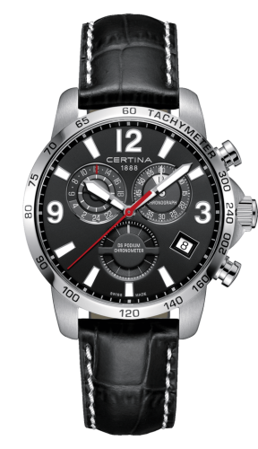 Certina DS Podium Chronograph GMT Stainless Steel / Black / Strap