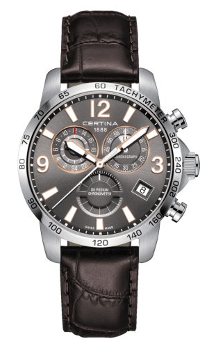 Certina DS Podium Chronograph GMT Stainless Steel / Grey / Strap