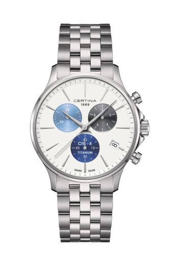 Certina DS-8 Chrono Titanium / White Tricolor / Bracelet
