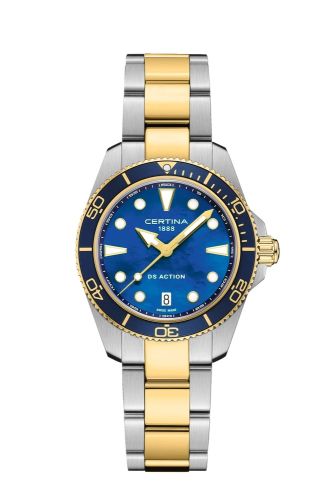 Certina DS Action Quartz 34.5 Stainless Steel - Yellow Gold / MOP / Bracelet
