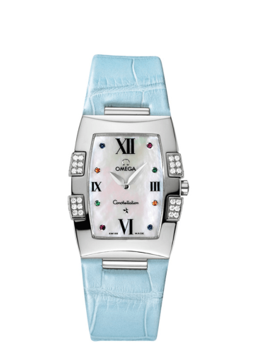 Omega Constellation Quadrella Quartz 25 Stainless Steel / MOP / Blue Alligator