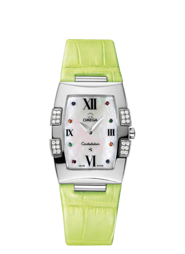 Omega Constellation Quadrella Quartz 25 Stainless Steel / MOP / Green Alligator