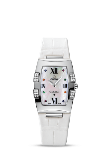 Omega Constellation Quadrella Quartz 25 Stainless Steel / MOP / White Alligator
