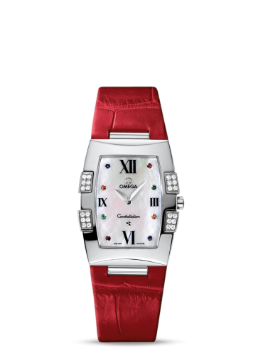 Omega Constellation Quadrella Quartz 25 Stainless Steel / MOP / Red Alligator
