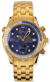 Omega Seamaster Diver 300M Automatic 41.5 Chronograph Yellow Gold / Diamond / Sapphire / Blue / Bracelet