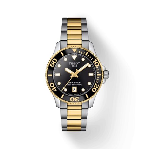 Tissot Seastar 1000 36 Quartz Stainless Steel - Yellow Gold / Black / Bracelet
