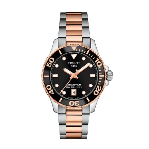 Tissot Seastar 1000 36 Quartz Stainless Steel - Rose Gold / Black / Bracelet