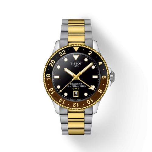 Tissot Seastar 1000 Quartz GMT 40 Stainless Steel - Yellow Gold / Black / Bracelet