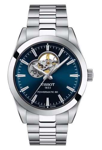 Tissot Gentleman Powermatic Open Heart Stainless Steel / Blue / Bracelet
