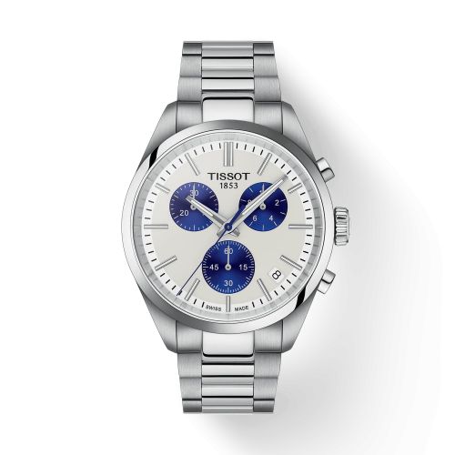 Tissot PR 100 Quartz Chronograph Stainless Steel / Silver - Blue / Bracelet