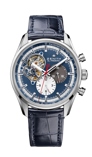 Zenith El Primero Chronomaster Open Stainless Steel / Blue 1969 / Alligator