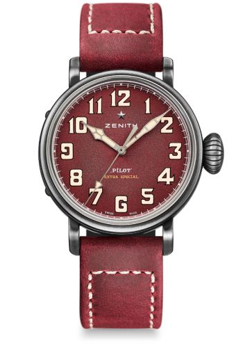 Zenith Pilot Type 20 Extra Special 40 Aged Stainless Steel / Burgundy