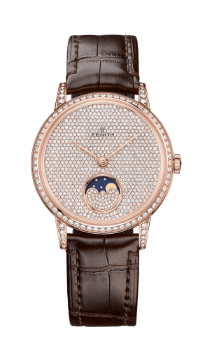 Zenith Elite Lady Moonphase Rose Gold / Diamond / Alligator