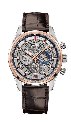 Zenith El Primero Chronomaster Full Open 42 Stainless Steel / Rose Gold / Strap / Alligator