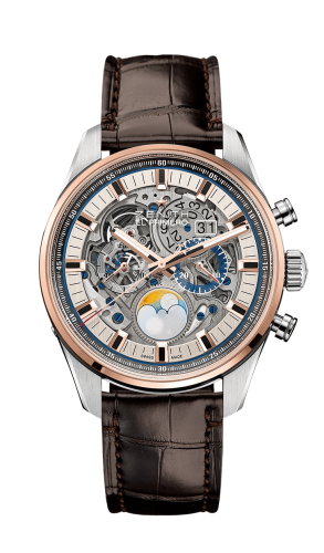 Zenith El Primero Chronomaster Grande Date Full Open Stainless Steel / Pink Gold / Alligator
